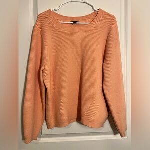 J. Crew Orange Crew Neck Sweater with Ribbed Texture